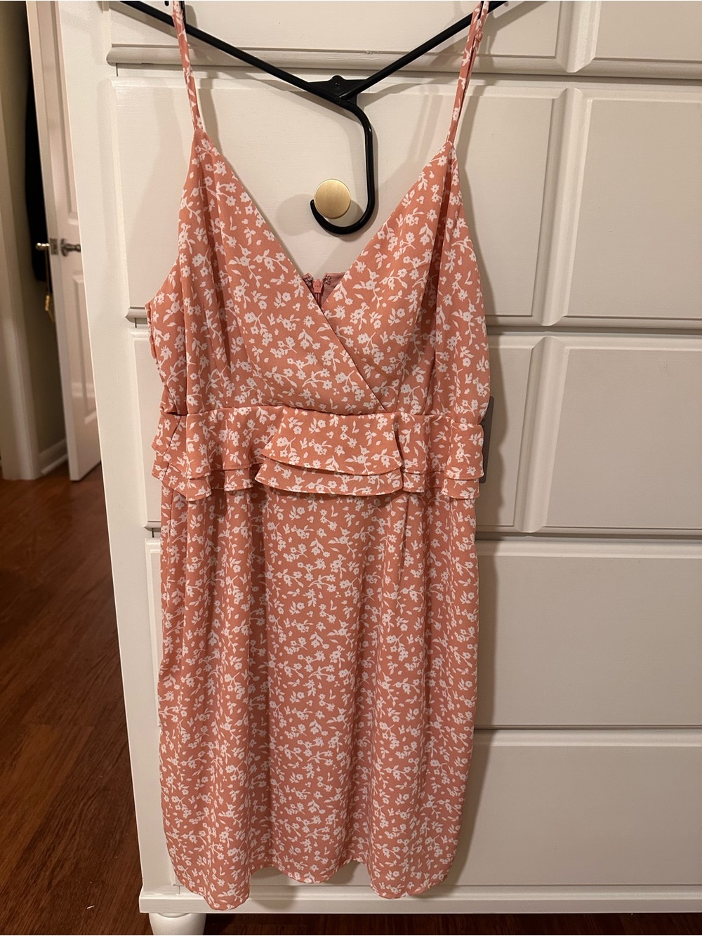 Nordstrom Dusty Peach Floral Wrap Mini Dress